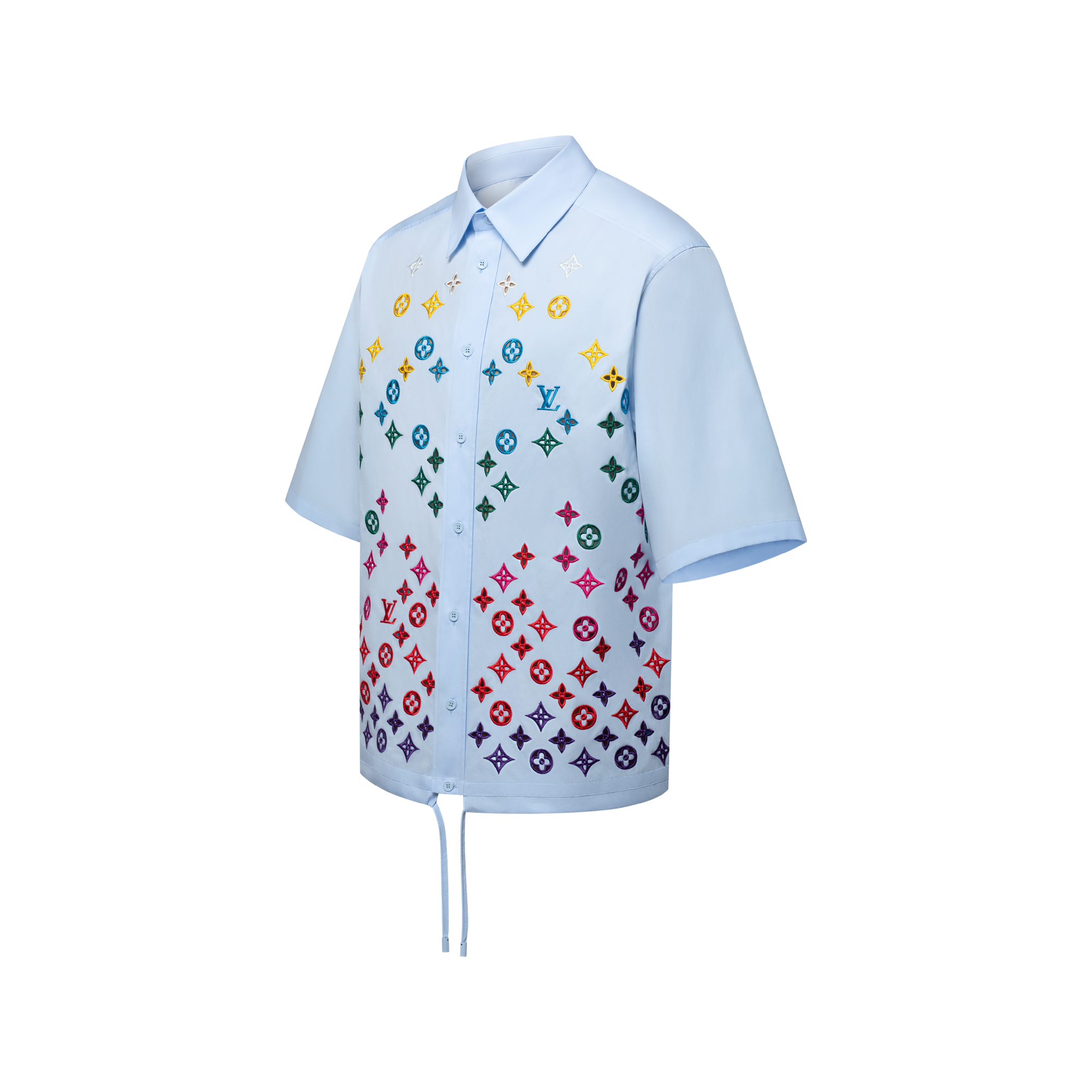 Monogram Flowers Embroidered Short-Sleeved Shirt - Ready-to-Wear